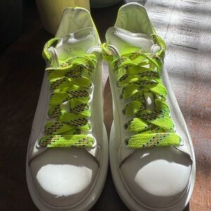 Alexander McQueen White Sneakers with Neon Laces SZ 35.5